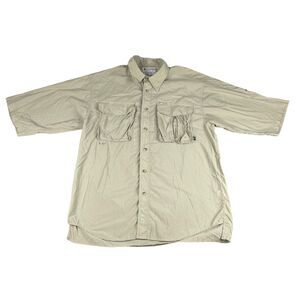 Columbia GRT Shirt Mens Large Beige Button Up Long Sleeve Outdoor Fishing Hiking